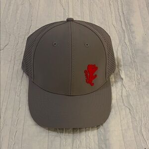 Gray Baseball Cap with Red Logo